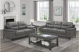 Mischa Dark Gray Solid Wood And Plywood Top Grain Leather Upholstery 2Pc Set: Sofa, Love - Ella Furniture