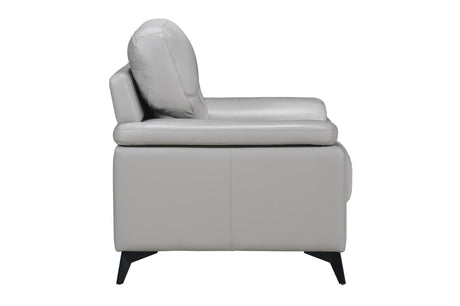 Mischa Silver Solid Wood And Plywood Top Grain Leather Upholstery 2Pc Set: Sofa, Love - Ella Furniture