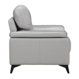 Mischa Silver Gray Solid Wood And Plywood Top Grain Lether Faux Leather Upholstery Chair - Ella Furniture