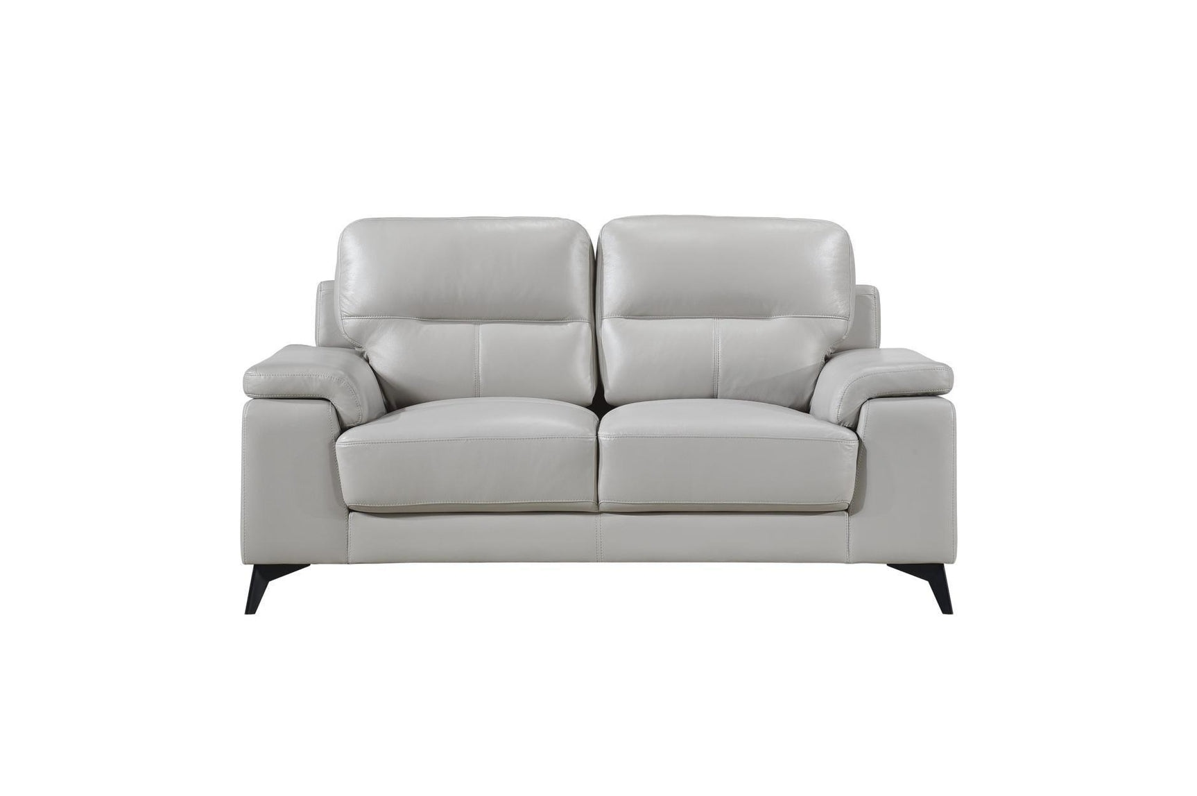 Mischa Silver Solid Wood And Plywood Top Grain Leather Upholstery 2Pc Set: Sofa, Love - Ella Furniture