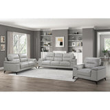 Mischa Silver Gray 100% Top Grain Leather Where The Body Touches, All Else Faux Leather Sofa - Ella Furniture