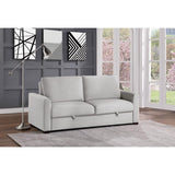 Price Light Gray Solid Wood Textured Fabric Upholstery Convertible Studio Sofa With Pull-out Bed - Ella Furniture