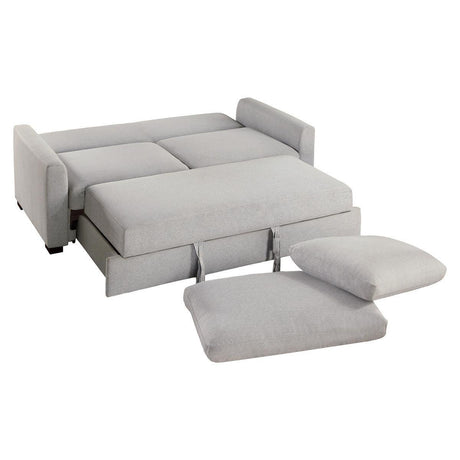 Price Light Gray Solid Wood Textured Fabric Upholstery Convertible Studio Sofa With Pull-out Bed - Ella Furniture