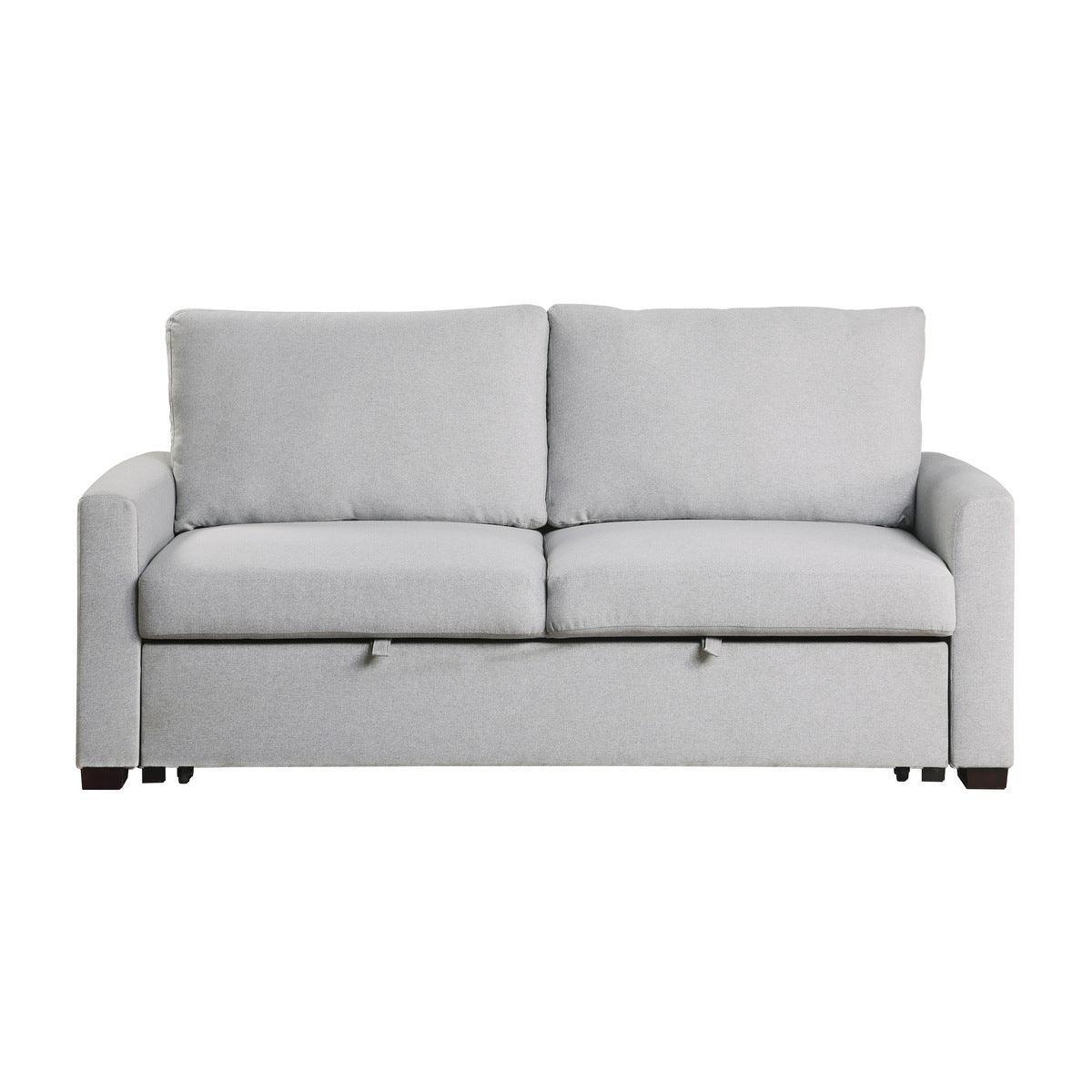 Price Light Gray Solid Wood Textured Fabric Upholstery Convertible Studio Sofa With Pull-out Bed - Ella Furniture