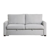 Price Light Gray Solid Wood Textured Fabric Upholstery Convertible Studio Sofa With Pull-out Bed - Ella Furniture