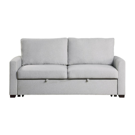 Price Light Gray Solid Wood Textured Fabric Upholstery Convertible Studio Sofa With Pull-out Bed - Ella Furniture