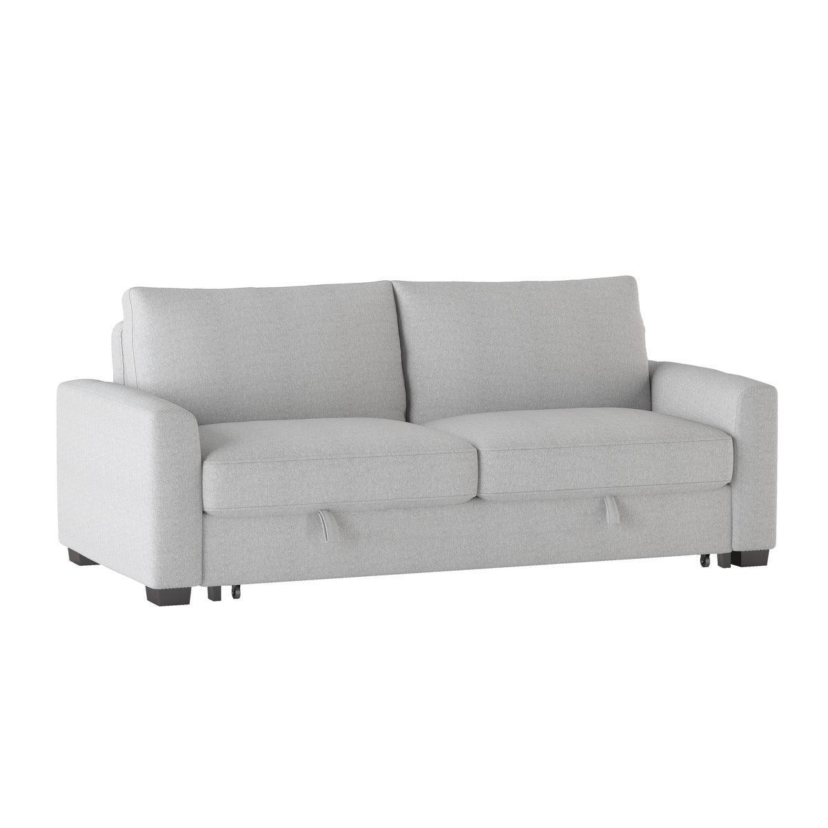 Price Light Gray Solid Wood Textured Fabric Upholstery Convertible Studio Sofa With Pull-out Bed - Ella Furniture