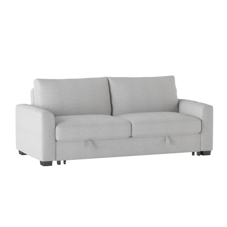 Price Light Gray Solid Wood Textured Fabric Upholstery Convertible Studio Sofa With Pull-out Bed - Ella Furniture