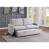 Price Light Gray Solid Wood Textured Fabric Upholstery Convertible Studio Sofa With Pull-out Bed - Ella Furniture