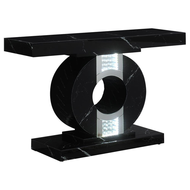 Geometric Console Table With LED Lighting Black - Ella Furniture