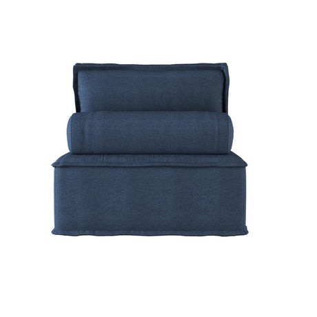 Ulrich Blue Solid Wood, Plywood Textured Fabric Upholstery Modular Chair With Removable Bolster - Ella Furniture