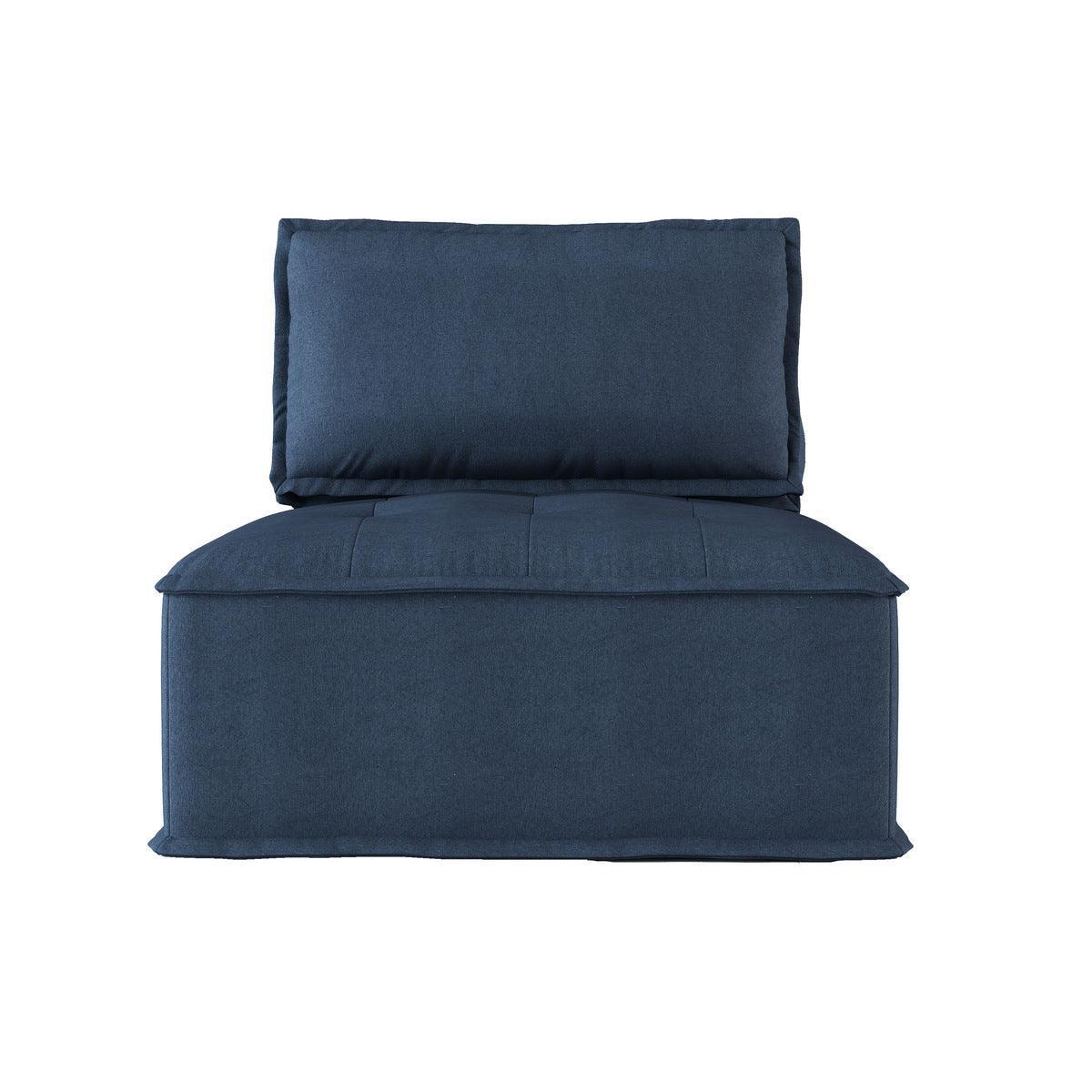 Ulrich Blue Solid Wood, Plywood Textured Fabric Upholstery Modular Chair With Removable Bolster - Ella Furniture