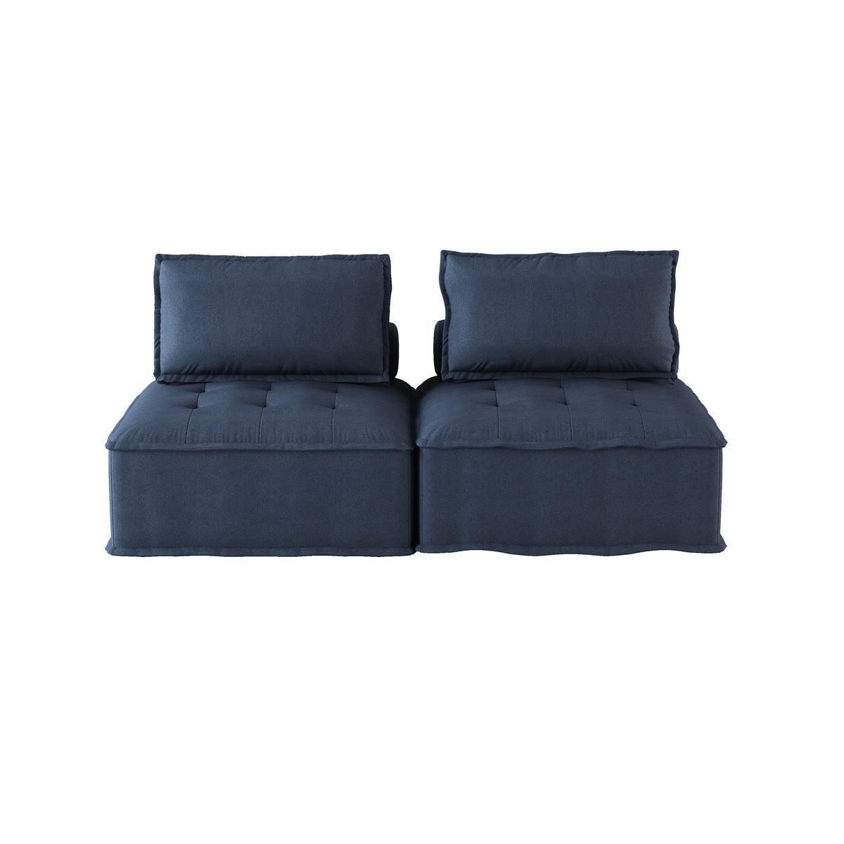 Ulrich Blue Solid Wood And Plywood Textured Fabric Upholstered Tufted Love Seat - Ella Furniture
