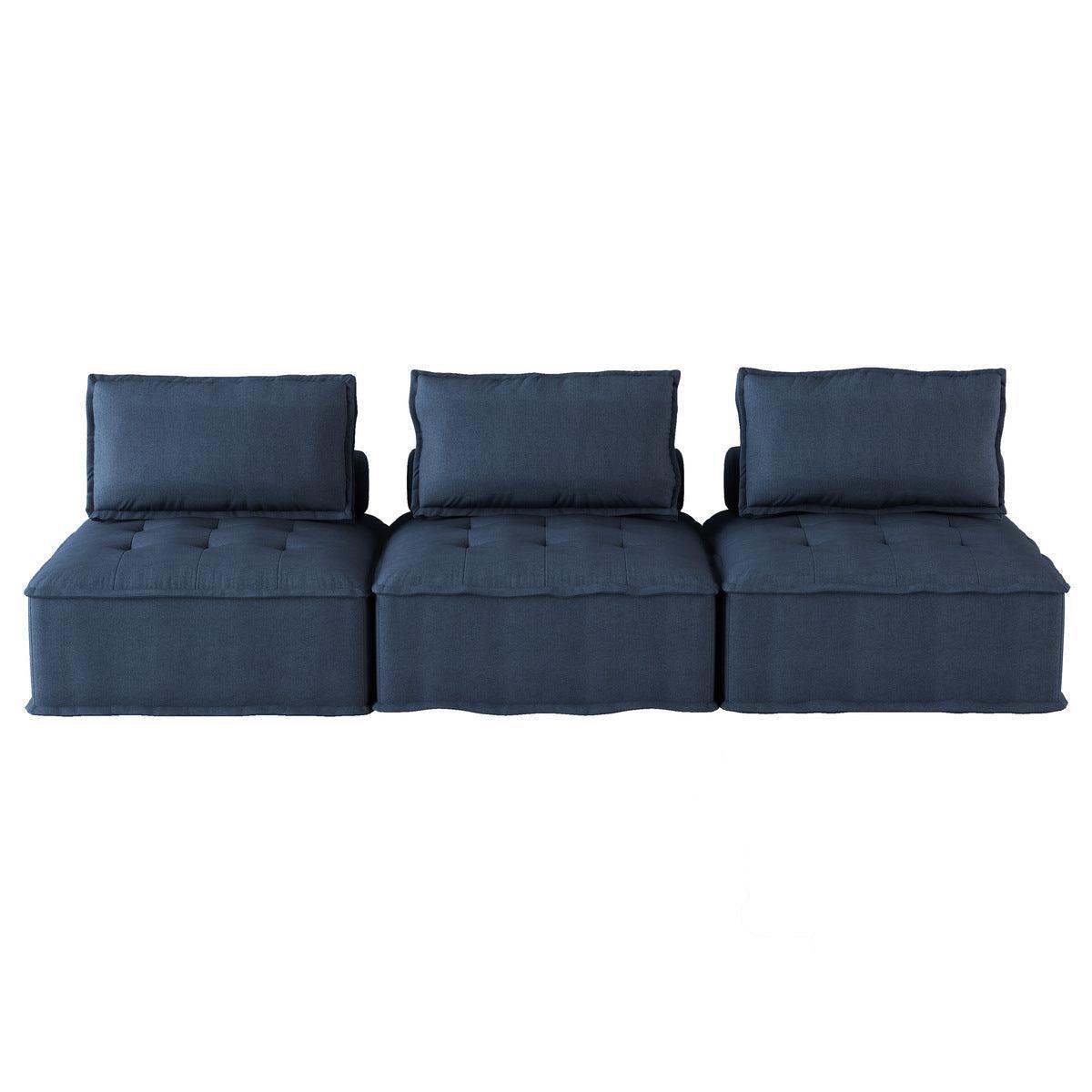Ulrich Blue Solid Wood And Plywood Textured Fabric Upholstered Tufted Sofa - Ella Furniture