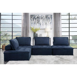 Ulrich Blue Solid Wood And Plywood Textured Fabric Upholstery 4-Piece Modular Sectional - Ella Furniture