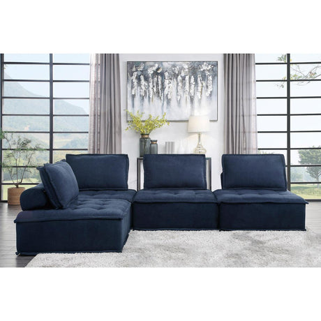 Ulrich Blue Solid Wood And Plywood Textured Fabric Upholstery 4-Piece Modular Sectional - Ella Furniture