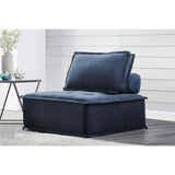 Ulrich Blue Solid Wood, Plywood Textured Fabric Upholstery Modular Chair With Removable Bolster - Ella Furniture