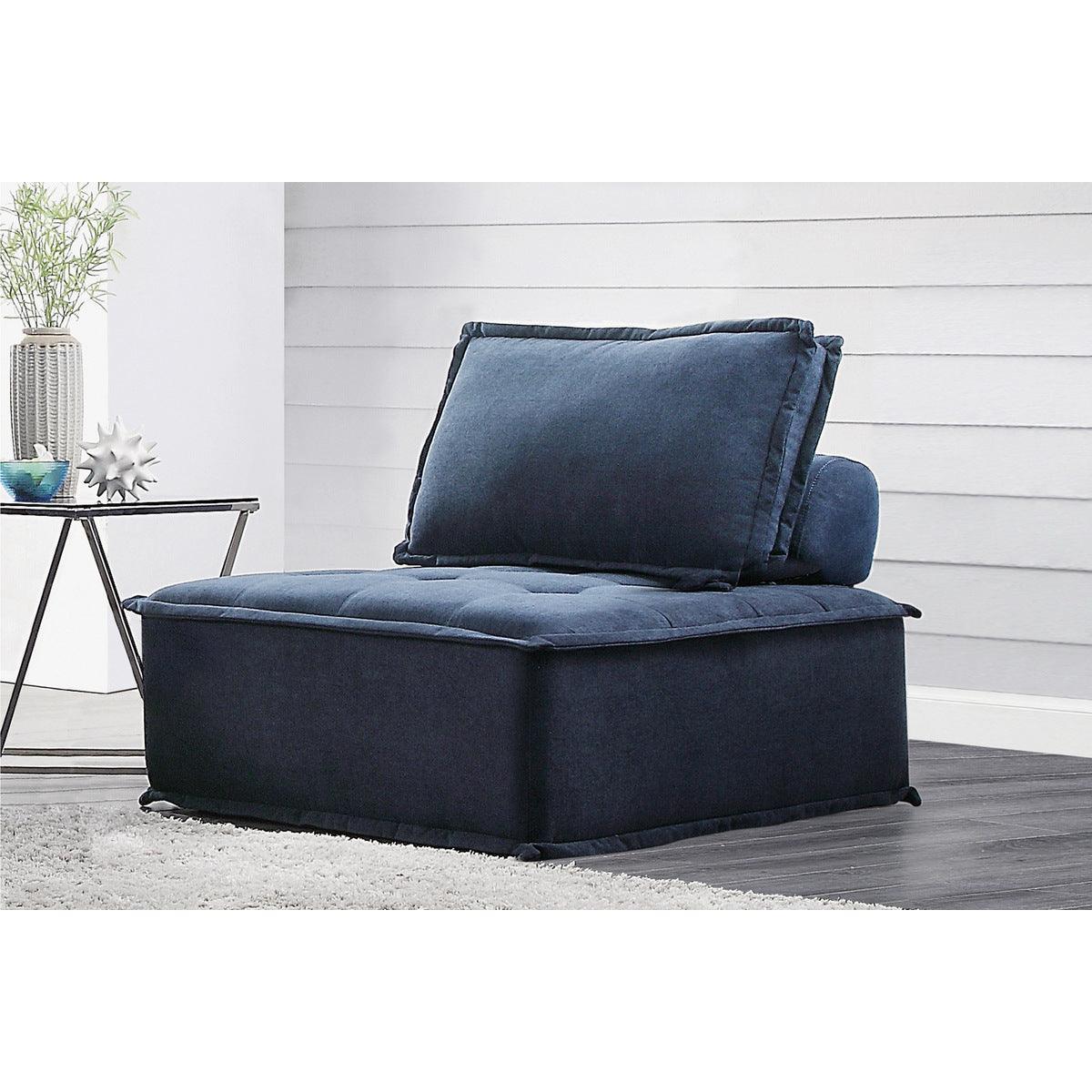 Ulrich Blue Solid Wood, Plywood Textured Fabric Upholstery Modular Chair With Removable Bolster - Ella Furniture