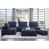 Ulrich Blue Solid Wood And Plywood Textured Fabric Upholstery 5-Piece Modular Sectional - Ella Furniture