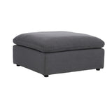 Guthrie Gray Traditional Solid Wood And Plywood Textured Microfiber Upholstery Ottoman - Ella Furniture