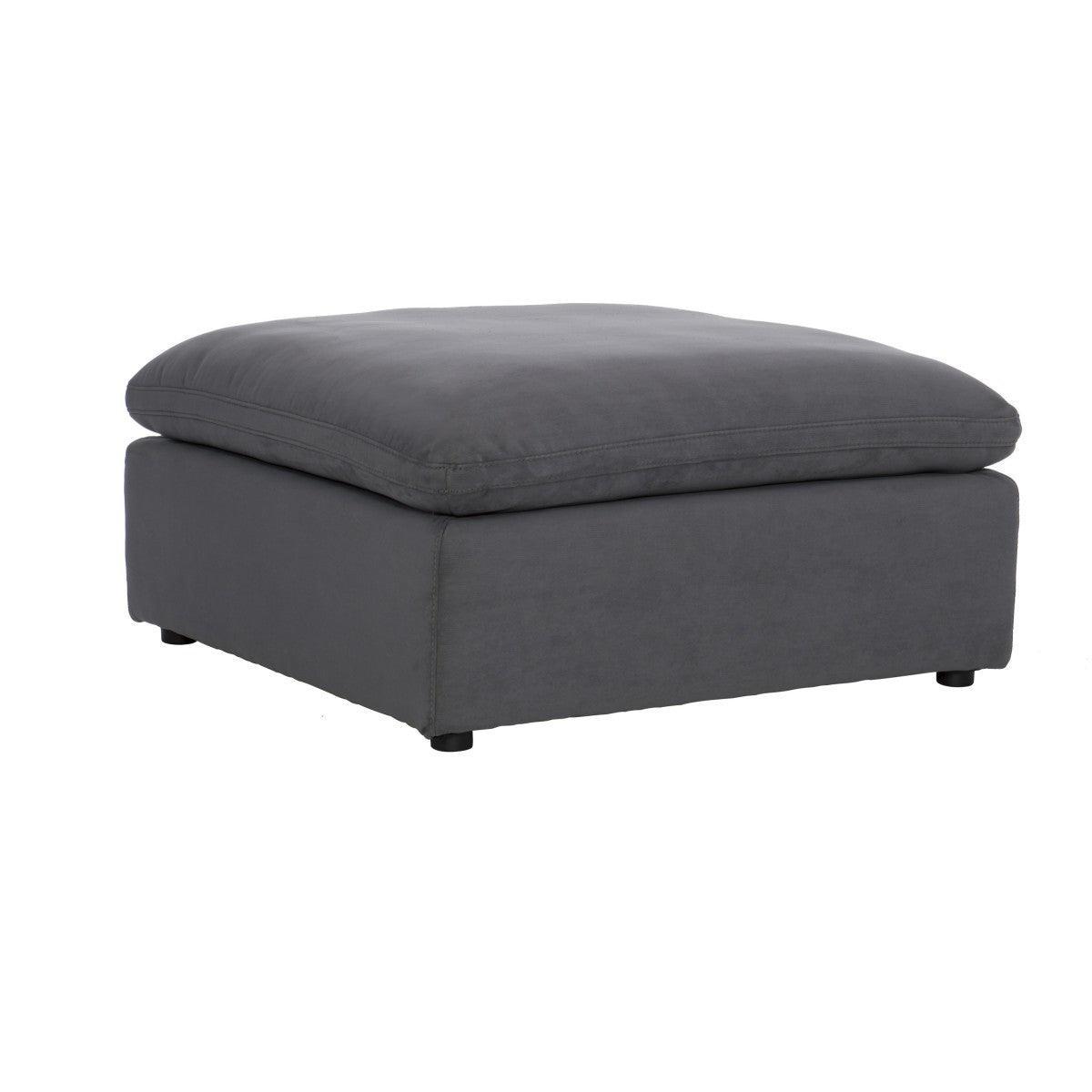 Guthrie Gray Traditional Solid Wood And Plywood Textured Microfiber Upholstery Ottoman - Ella Furniture