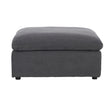 Guthrie Gray Traditional Solid Wood And Plywood Textured Microfiber Upholstery Ottoman - Ella Furniture
