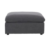 Guthrie Gray Traditional Solid Wood And Plywood Textured Microfiber Upholstery Ottoman - Ella Furniture