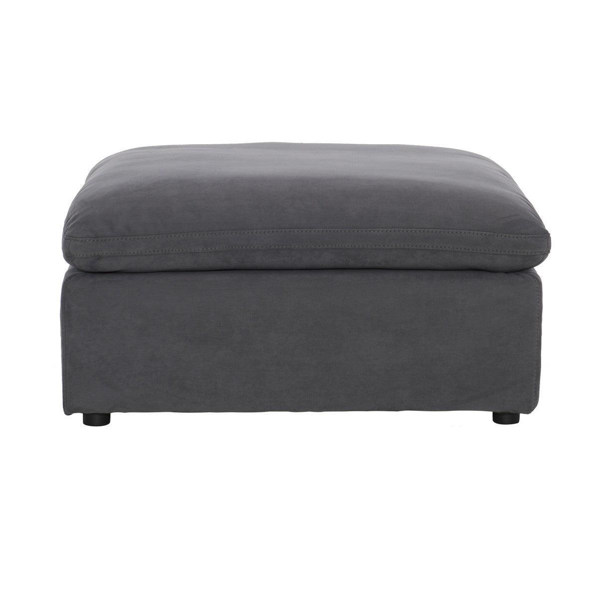 Guthrie Gray Traditional Solid Wood And Plywood Textured Microfiber Upholstery Ottoman - Ella Furniture