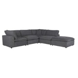 Guthrie Gray Solid Wood Textured Microfiber Upholstery 5-Piece Modular Sectional With Ottoman - Ella Furniture