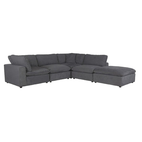 Guthrie Gray Solid Wood Textured Microfiber Upholstery 5-Piece Modular Sectional With Ottoman - Ella Furniture