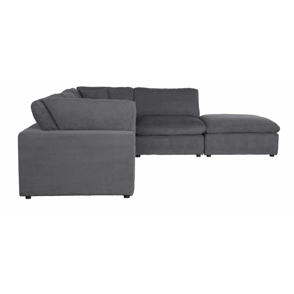 Guthrie Gray Solid Wood Textured Microfiber Upholstery 5-Piece Modular Sectional With Ottoman - Ella Furniture