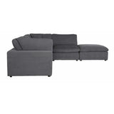 Guthrie Gray Solid Wood Textured Microfiber Upholstery 5-Piece Modular Sectional With Ottoman - Ella Furniture