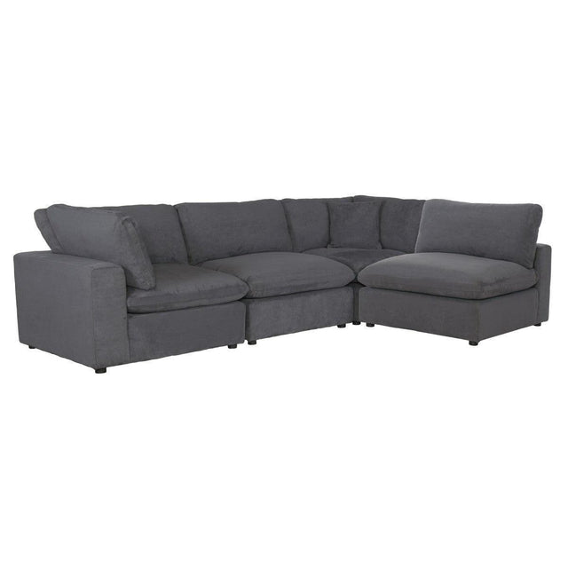 Guthrie Gray Solid Wood And Plywood Textured Microfiber Upholstery 4-Piece Modular Sectional - Ella Furniture