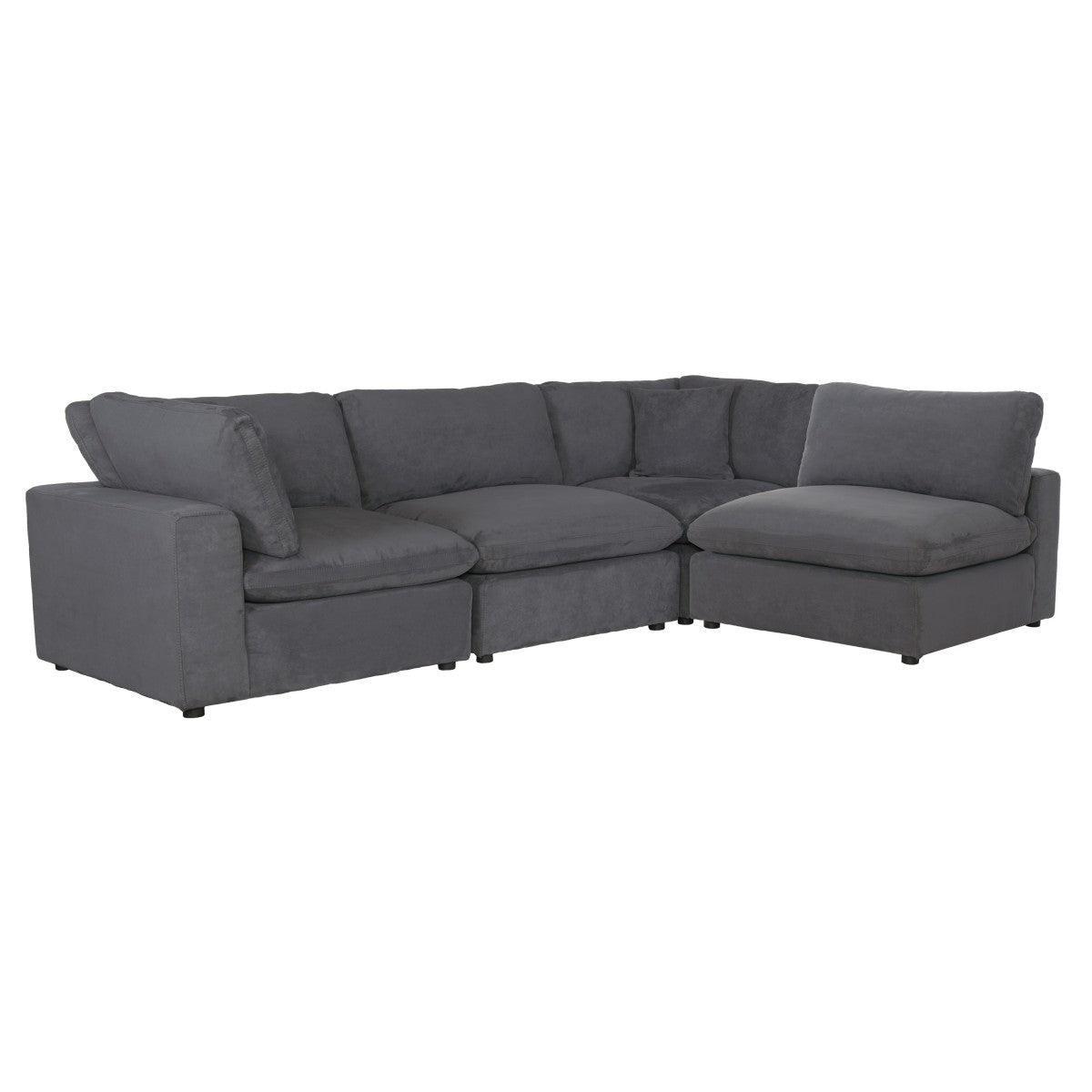 Guthrie Gray Solid Wood And Plywood Textured Microfiber Upholstery 4-Piece Modular Sectional - Ella Furniture