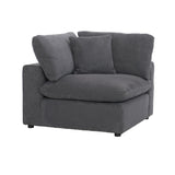 Ulrich Gray Solid Wood And Plywood Textured Fabric Upholstery 4-Piece Modular Sectional With Ottoman - Ella Furniture