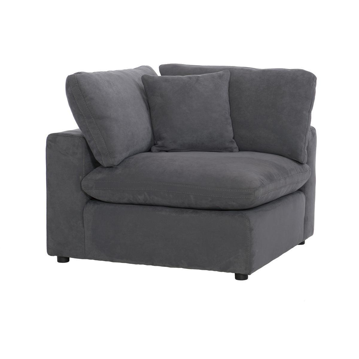Guthrie Gray Solid Wood, PlywoodTextured Fabric Upholstery 4-Piece Modular Sectional With Ottoman - Ella Furniture
