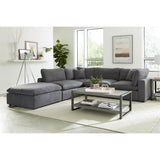 Guthrie Gray Traditional Solid Wood And Plywood Textured Microfiber Upholstery Ottoman - Ella Furniture