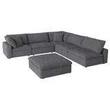 Guthrie Gray Solid Wood Textured Microfiber Upholstery 6-Piece Modular Sectional With Ottoman - Ella Furniture