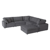 Guthrie Gray Solid Wood Textured Microfiber Upholstery 6-Piece Modular Sectional With Ottoman - Ella Furniture