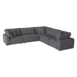 Guthrie Gray Solid Wood And Plywood Textured Microfiber Upholstery 5-Piece Modular Sectional - Ella Furniture