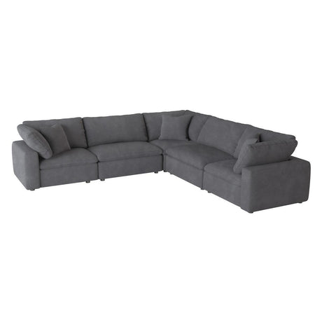 Guthrie Gray Solid Wood And Plywood Textured Microfiber Upholstery 5-Piece Modular Sectional - Ella Furniture