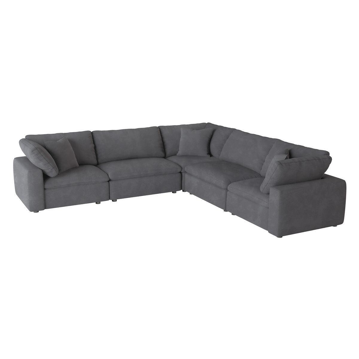 Guthrie Gray Solid Wood And Plywood Textured Microfiber Upholstery 5-Piece Modular Sectional - Ella Furniture