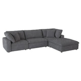 Guthrie Gray Solid Wood, PlywoodTextured Fabric Upholstery 4-Piece Modular Sectional With Ottoman - Ella Furniture