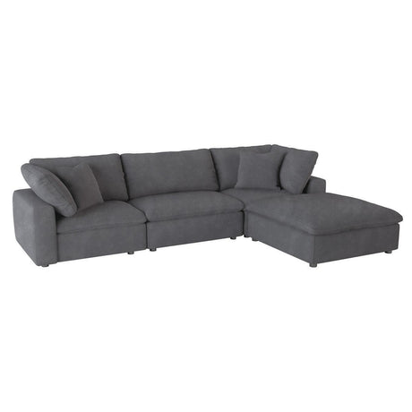 Guthrie Gray Solid Wood, PlywoodTextured Fabric Upholstery 4-Piece Modular Sectional With Ottoman - Ella Furniture