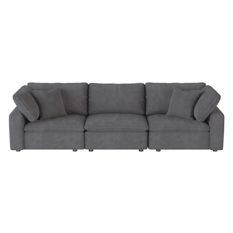 Guthrie Gray Solid Wood And Plywood Textured Microfiber Fabric Upholstery Sofa - Ella Furniture
