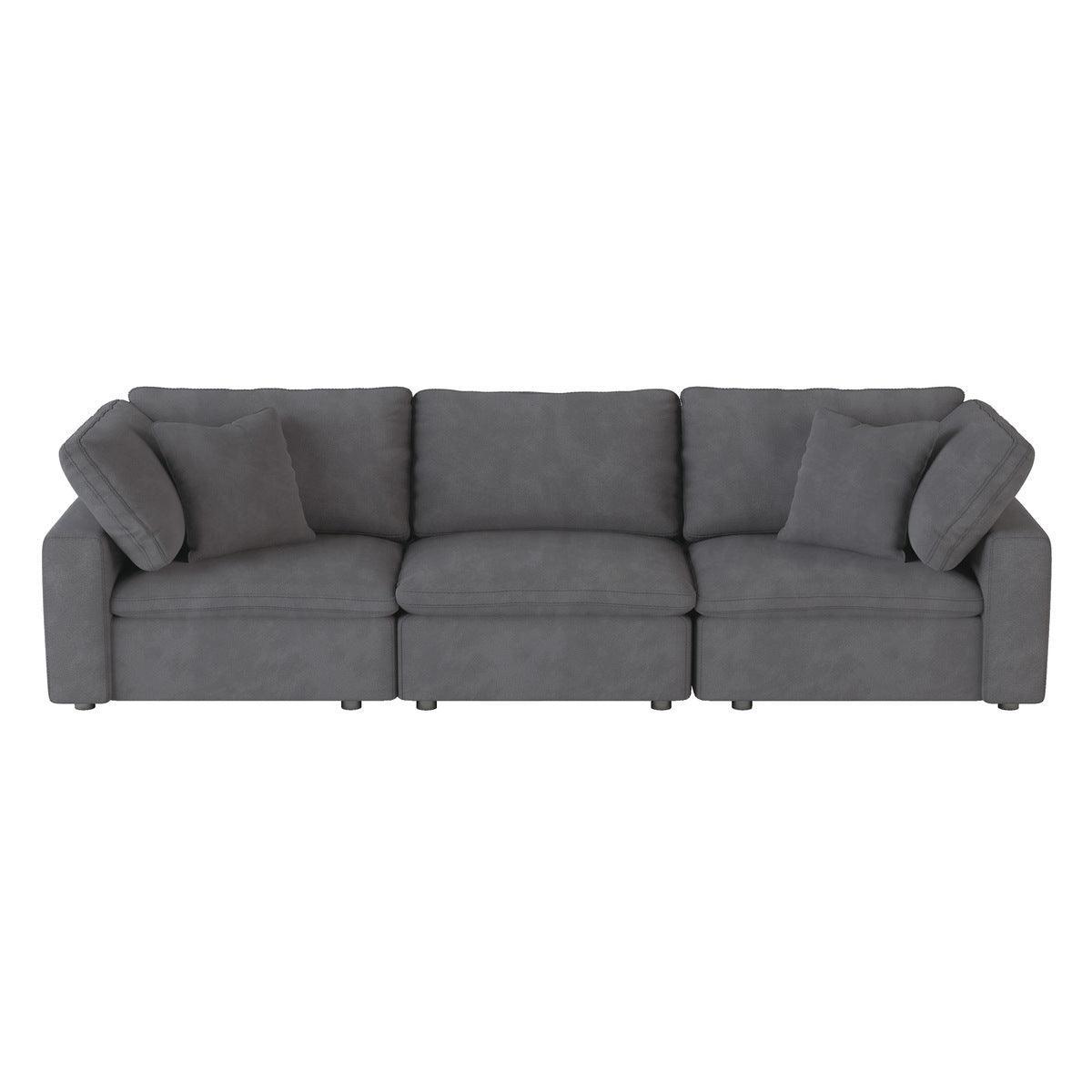 Guthrie Gray Solid Wood And Plywood Textured Microfiber Fabric Upholstery Sofa - Ella Furniture