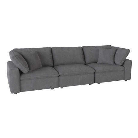 Guthrie Gray Solid Wood And Plywood Textured Microfiber Fabric Upholstery Sofa - Ella Furniture