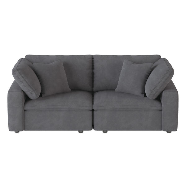 Gray Solid Wood And Plywood Textured Microfiber Polyester Upholstery Love Seat - Ella Furniture
