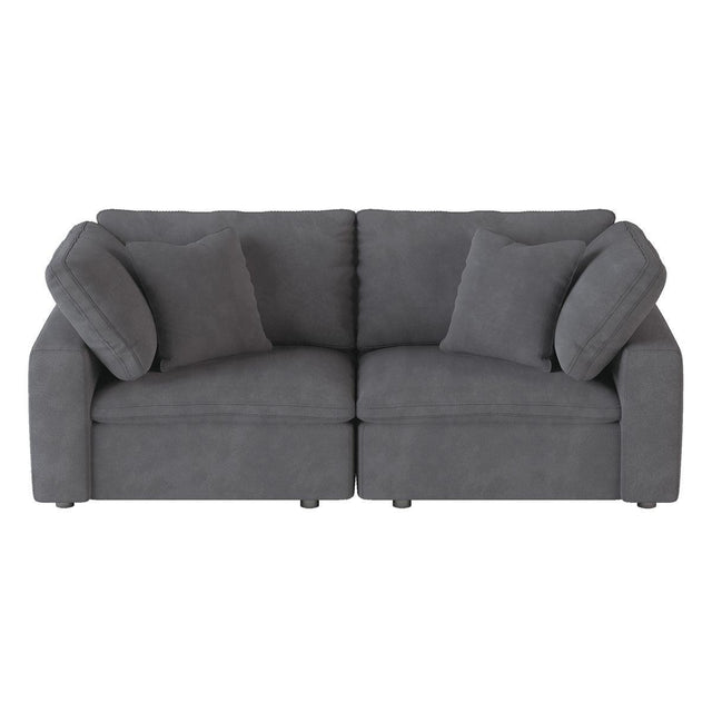 Gray Solid Wood And Plywood Textured Microfiber Polyester Upholstery Love Seat - Ella Furniture