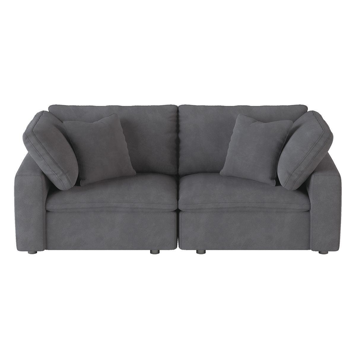 Gray Solid Wood And Plywood Textured Microfiber Polyester Upholstery Love Seat - Ella Furniture